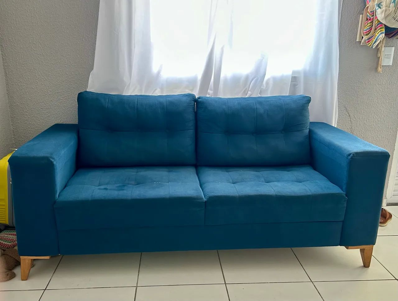 Sofá Retrô Azul em Ótimo Estado