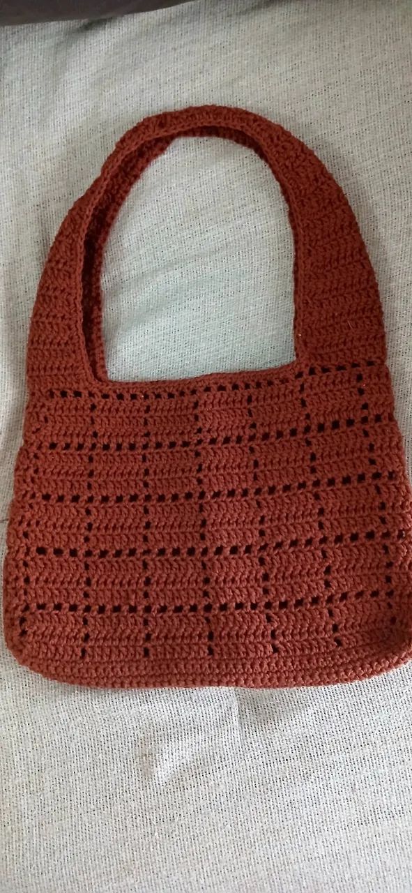 Bolsa Saco de Crochê Estilo Boho Artesanal