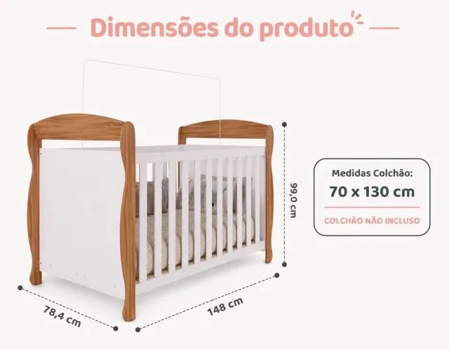 Berço padrão americano 3 em 1