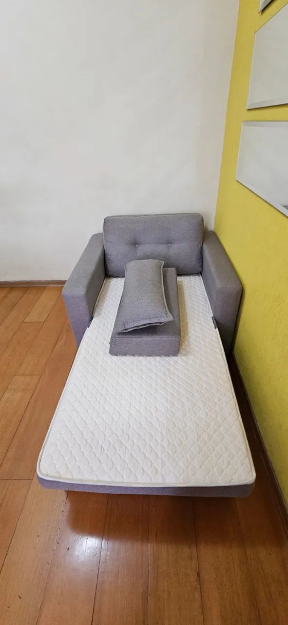 Sofá-Cama de Solteiro Cinza Grafite novíssimo - Foto 3