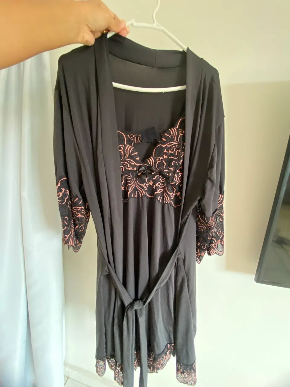 Camisola de amamentação com robe pijama feminino