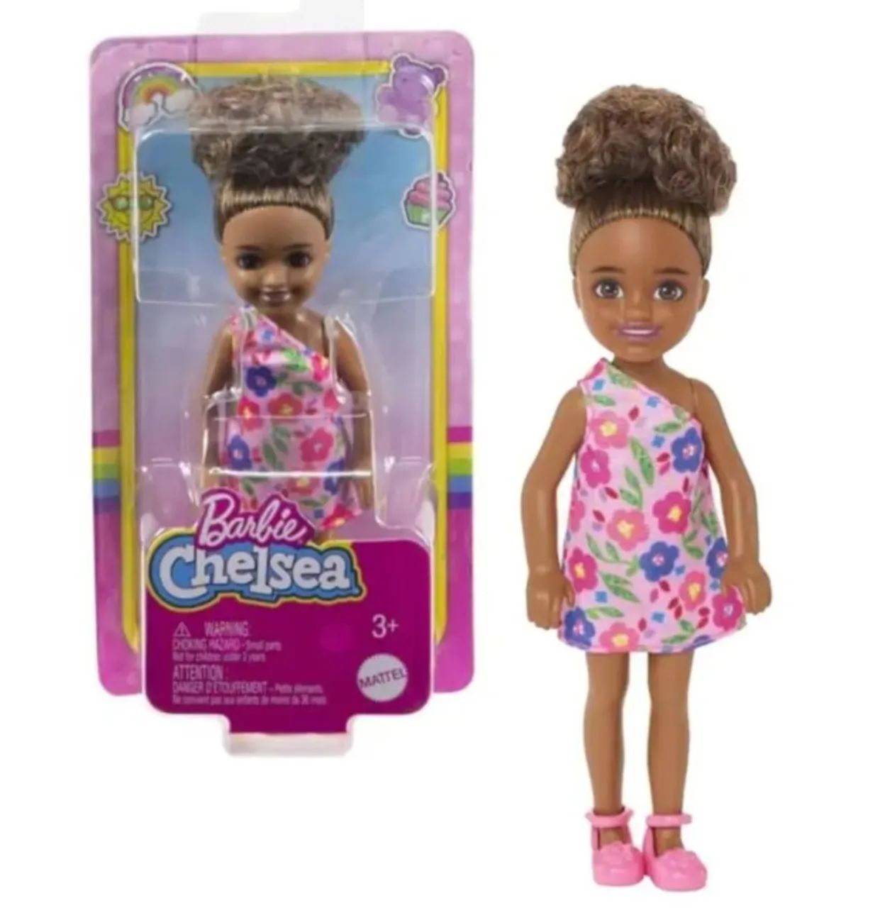 Boneca Chelsea negra vestido rosa