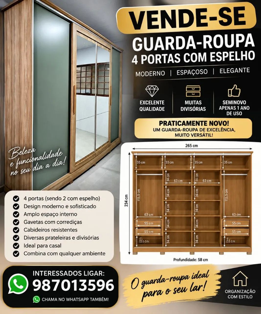 Vendo Guarda-roupa seminovo 