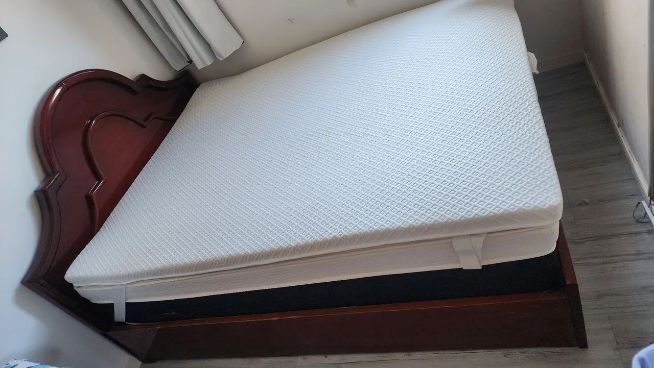 Cama Casal Queen Madeira com Colchão  - Foto 4