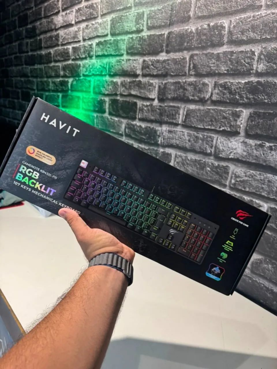 TECLADO MECÂNICO HAVIT KB432L RGB (SWITCH BLUE)