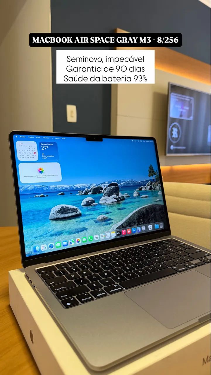 MacBook Air 13.6 - M3 Space Gray, de 256GB - 8GB, Seminovo 93