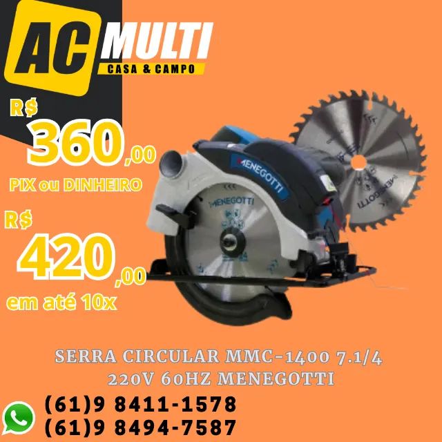 Serra Circular MMC-1400 7.1/4 220v 60hz Menegotti