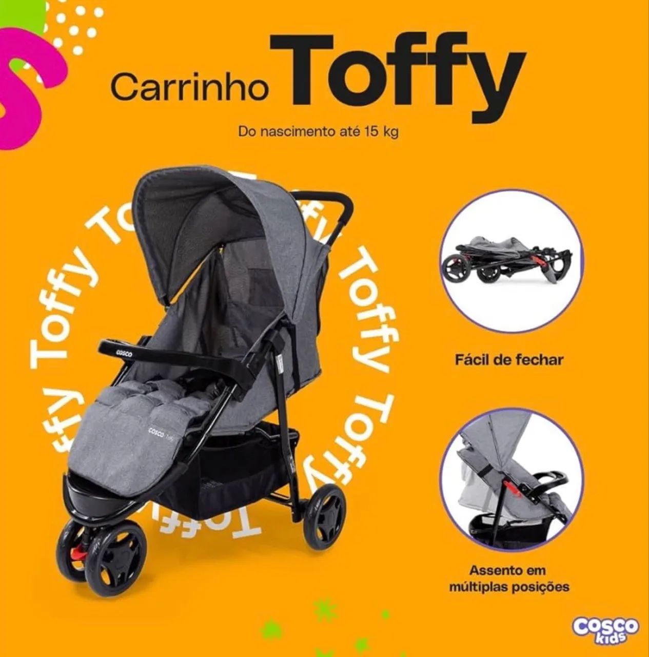 Cosco Kids, Carrinho de Bebê Toffy, Cinza Mescla - Foto 5