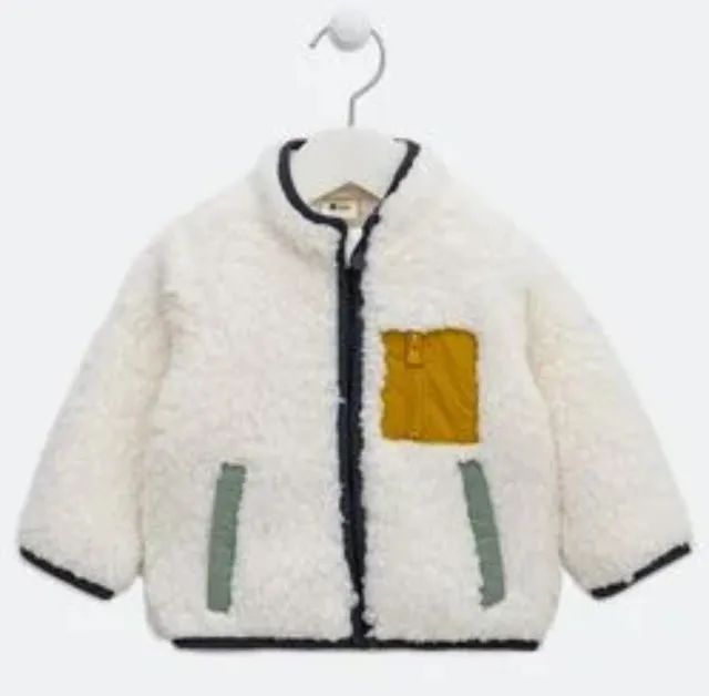 Casaco Infantil Bebê Sherpa Bege Quentinho Tam 6 a 9 Meses