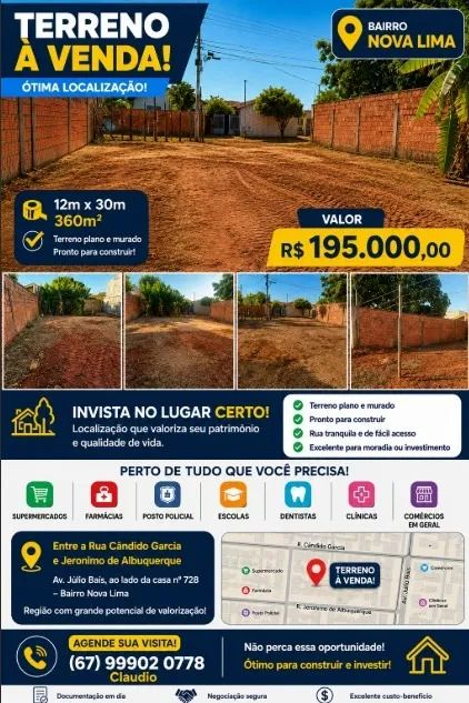TERRENO À VENDA - NOVA LIMA | CAMPO GRANDE-MS