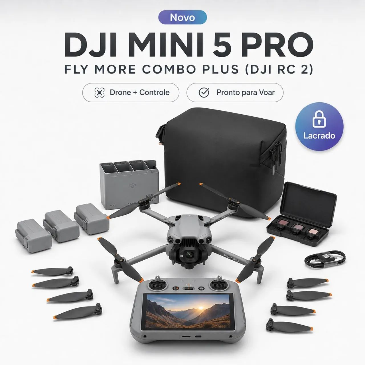 Drone DJI Mini 5 Pro Fly More Combo Plus DJI RC 2 - Novo Lacrado - Foto 5
