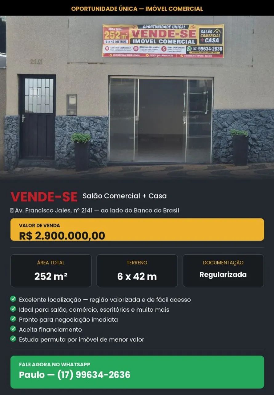 Venda Imóvel Comercial  no Centro  de Jales-sp - Foto 2