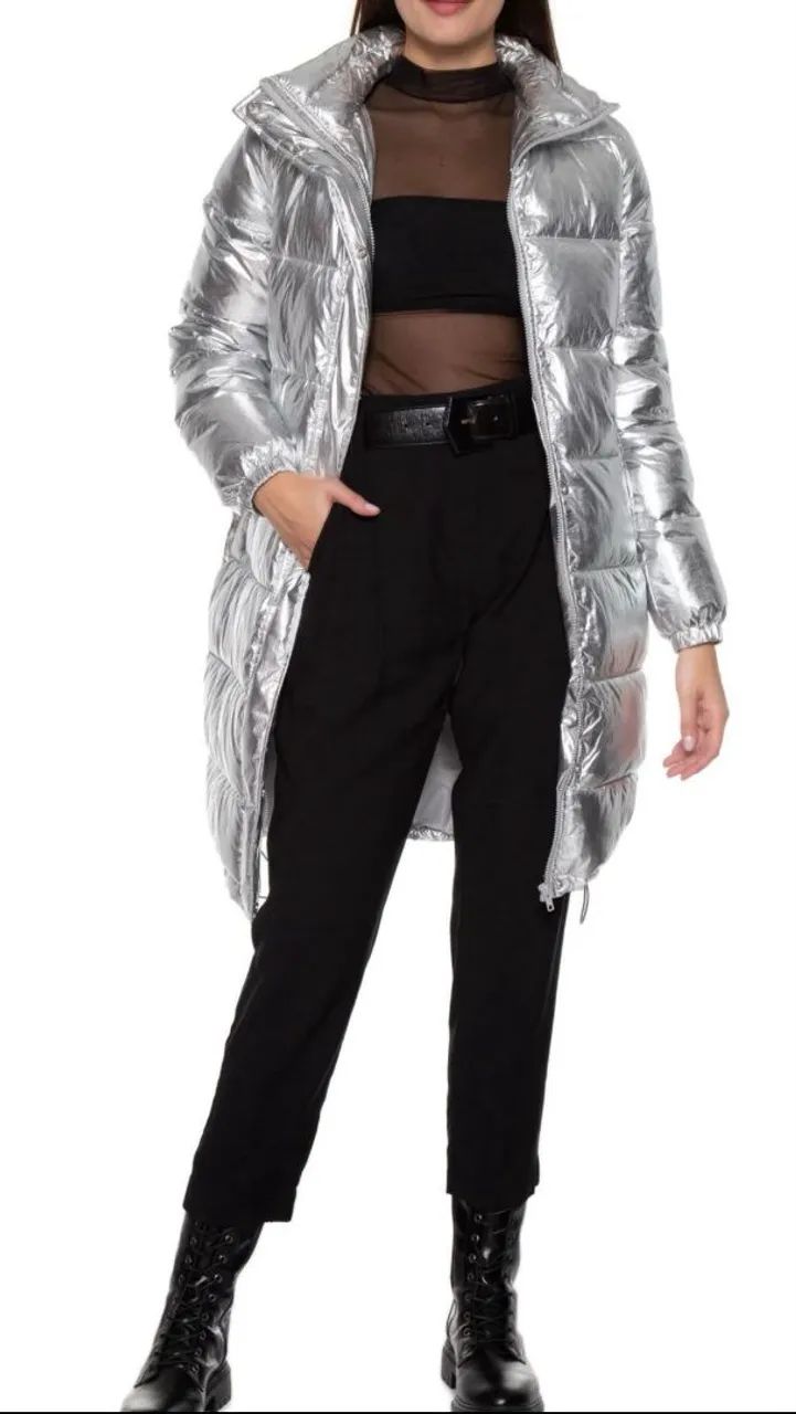 Jaqueta puffer alongada Open P *peça nova com etiqueta*