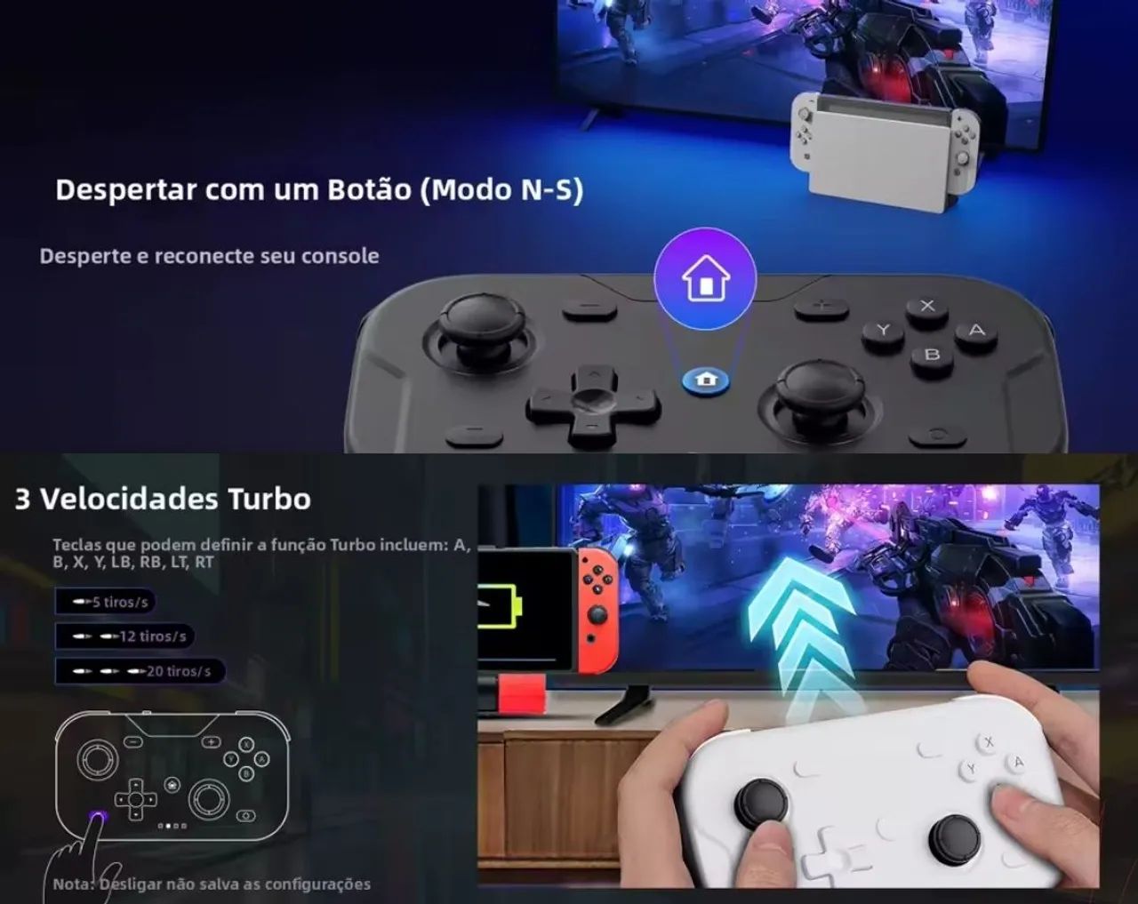 Controle de bolso portátil multiplataforma Switch, Android, iOS, PC, Steamdeck - Foto 4