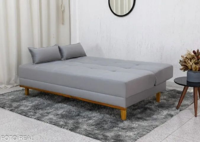 Oferta especial Sofá cama elegante marrom veludo  - Foto 3