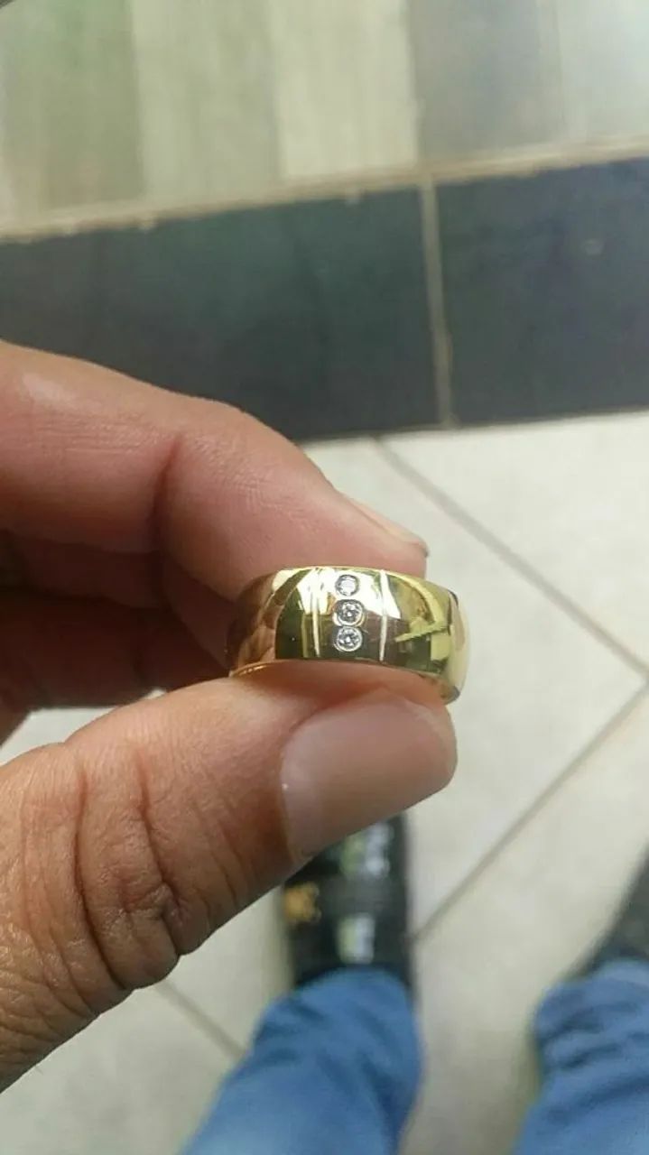 Aliança de Moedas Forradas ou com riscos ou pedras - Foto 5