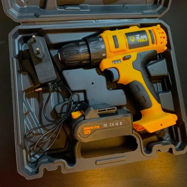 The Black Tools Furadeira Parafusadeira 12V Sem Fio + Maleta e Kit Completo |