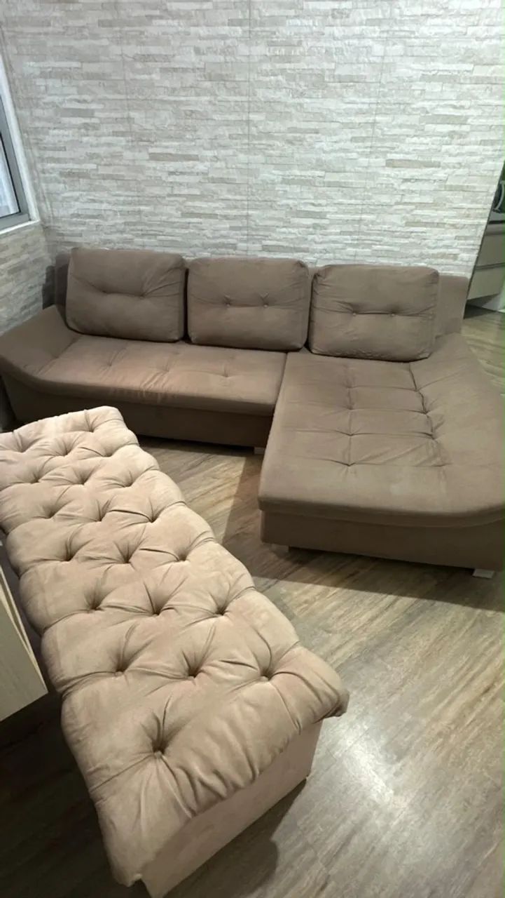 Sofá de 3 lugares com chaise + baú estofado - Foto 2