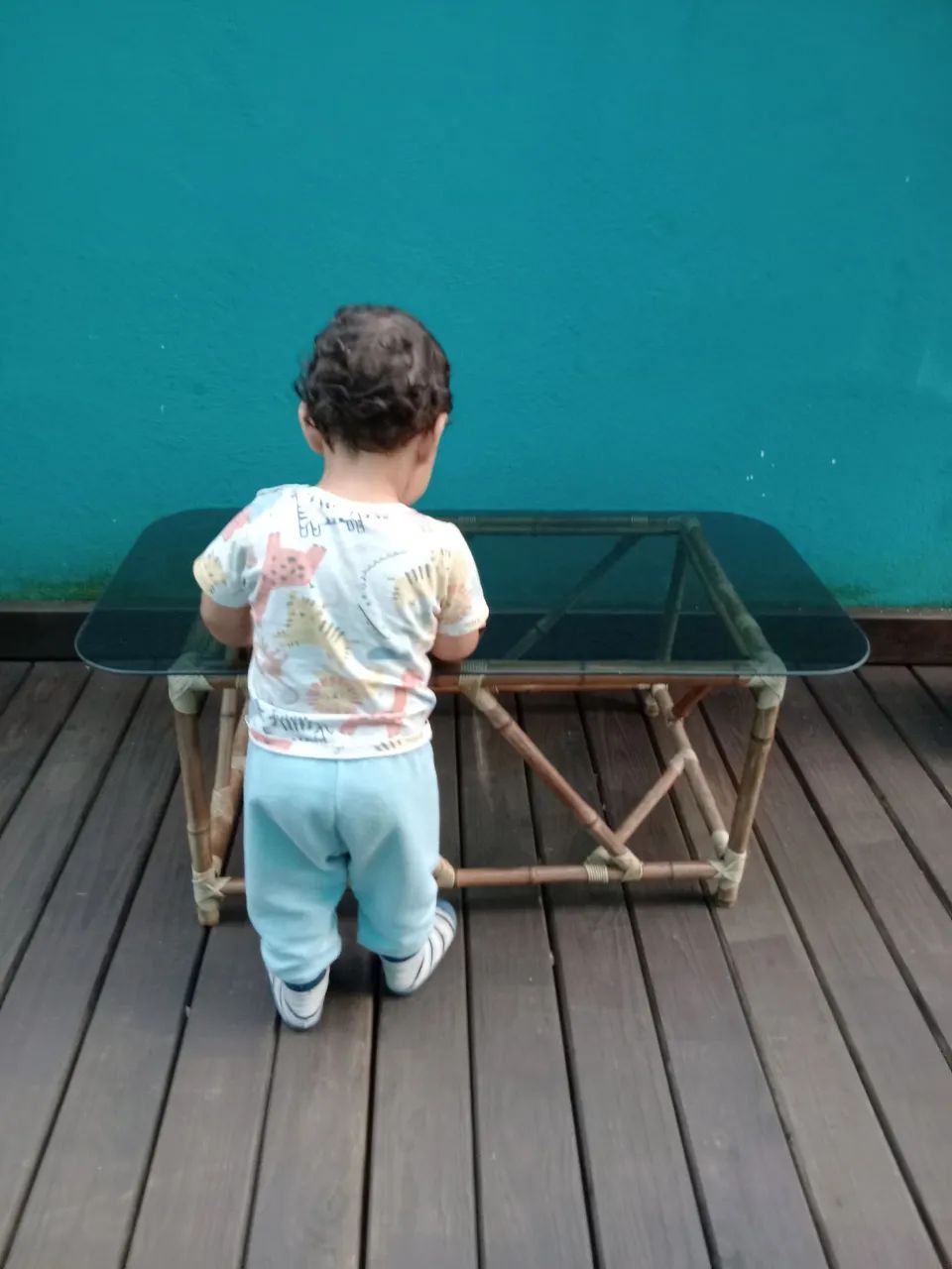 Mesinha de bambu com tampo de vidro - Foto 3