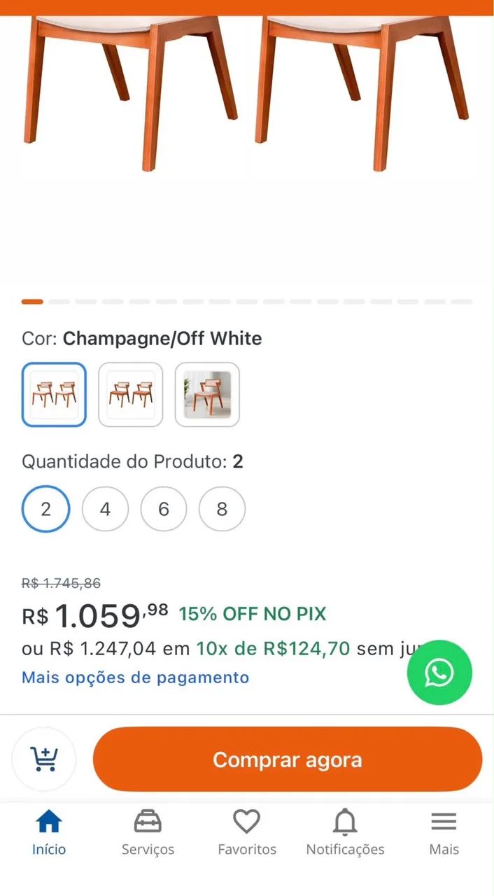 Jogo com 2 cadeiras novas (NUNCA USADAS) - Foto 5