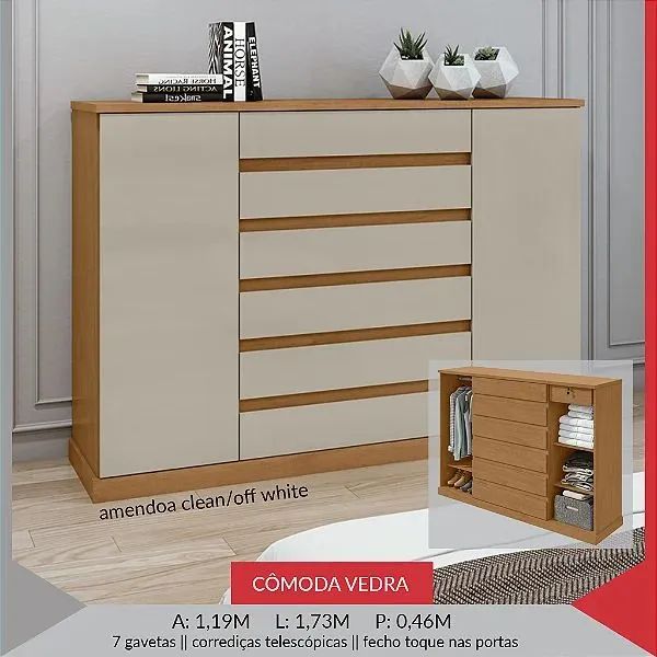 Cômoda VEDRA amendoa clean