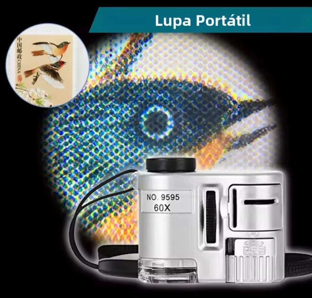 Lupa portátil de bolso com led - Foto 4