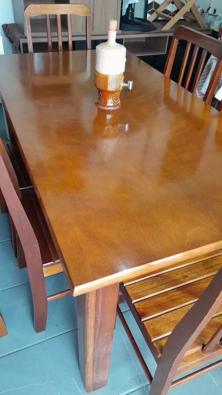 Mesa Madeira 1,60 X 85  com 6 cadeiras  - Foto 4