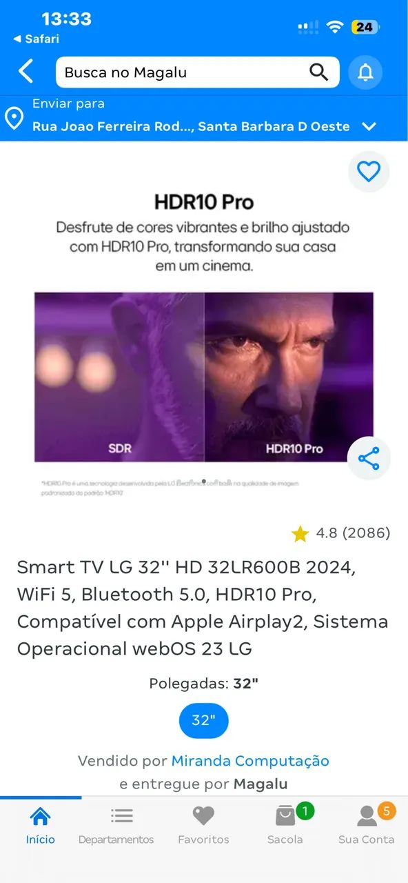 Tv Smart LG 32 lacrada  - Foto 4