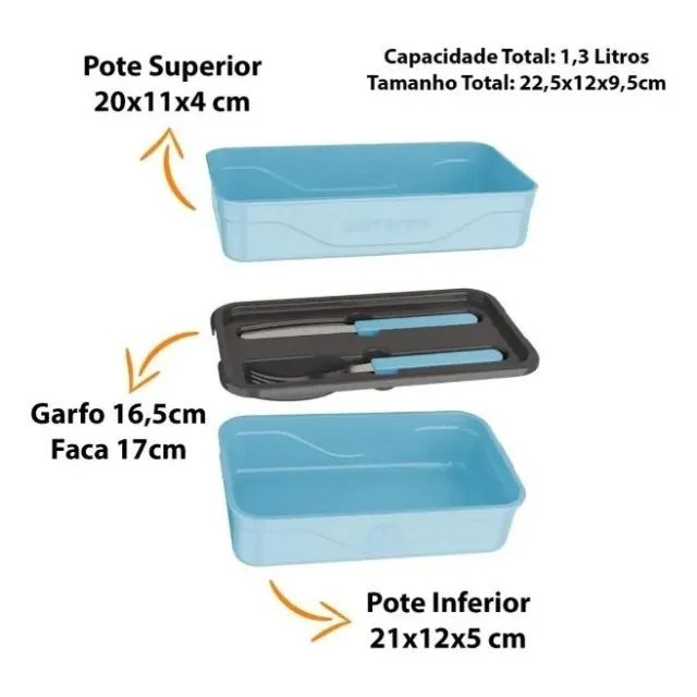 Marmita Organizador FIT 1,3L com Talher Inox - Unitermi - Foto 3