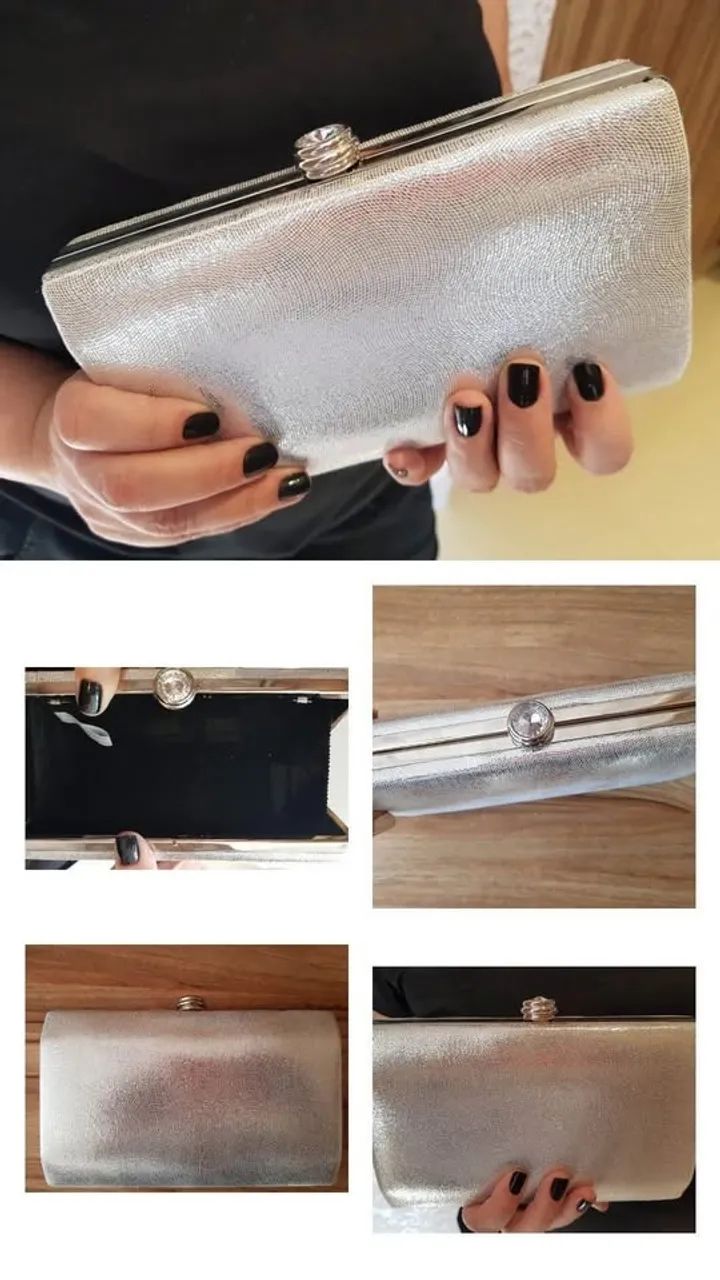 Bolsa clutch prata marca Scamboo nova