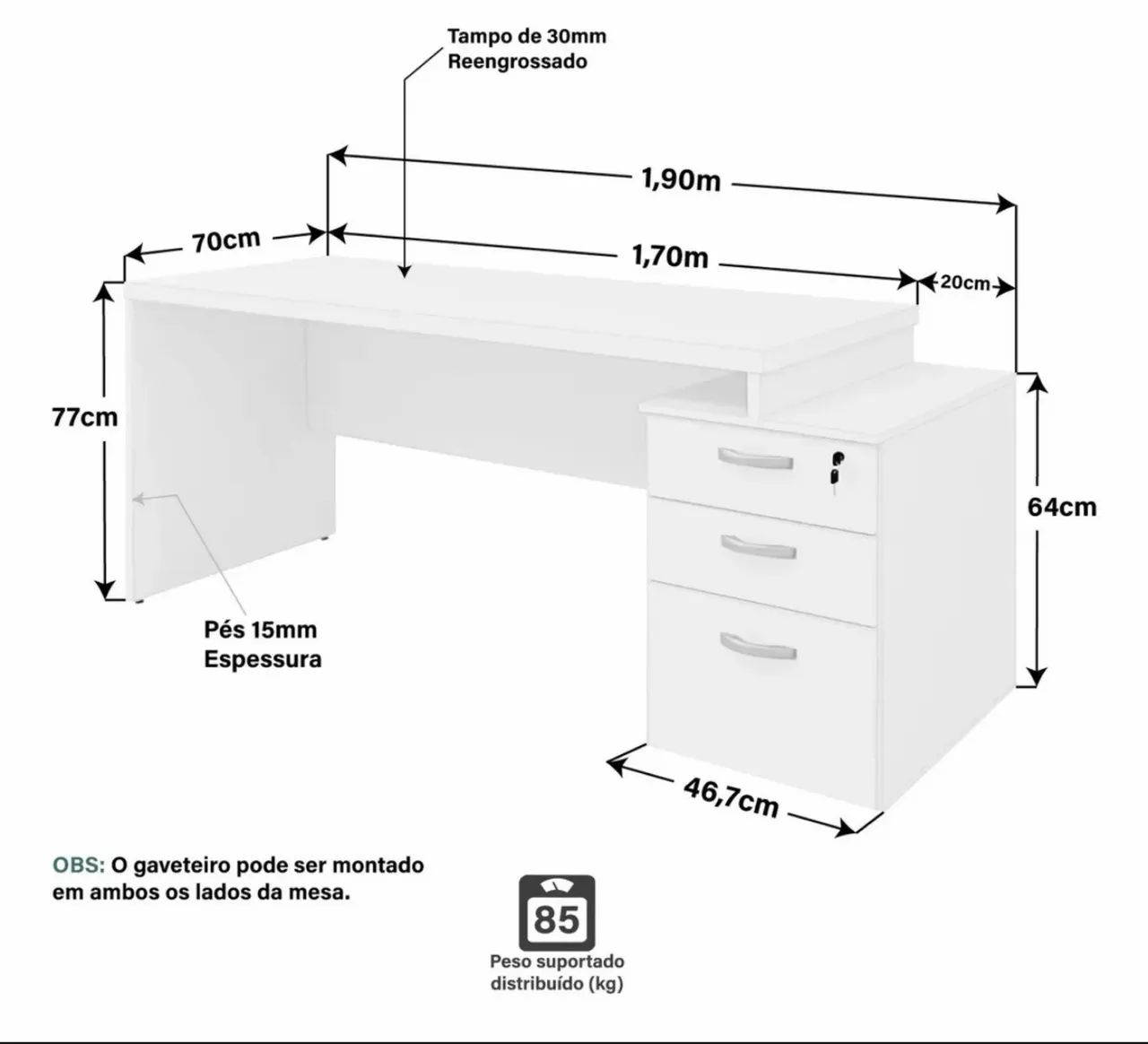 Mesa para PC Game, escrivaninha  - Foto 3