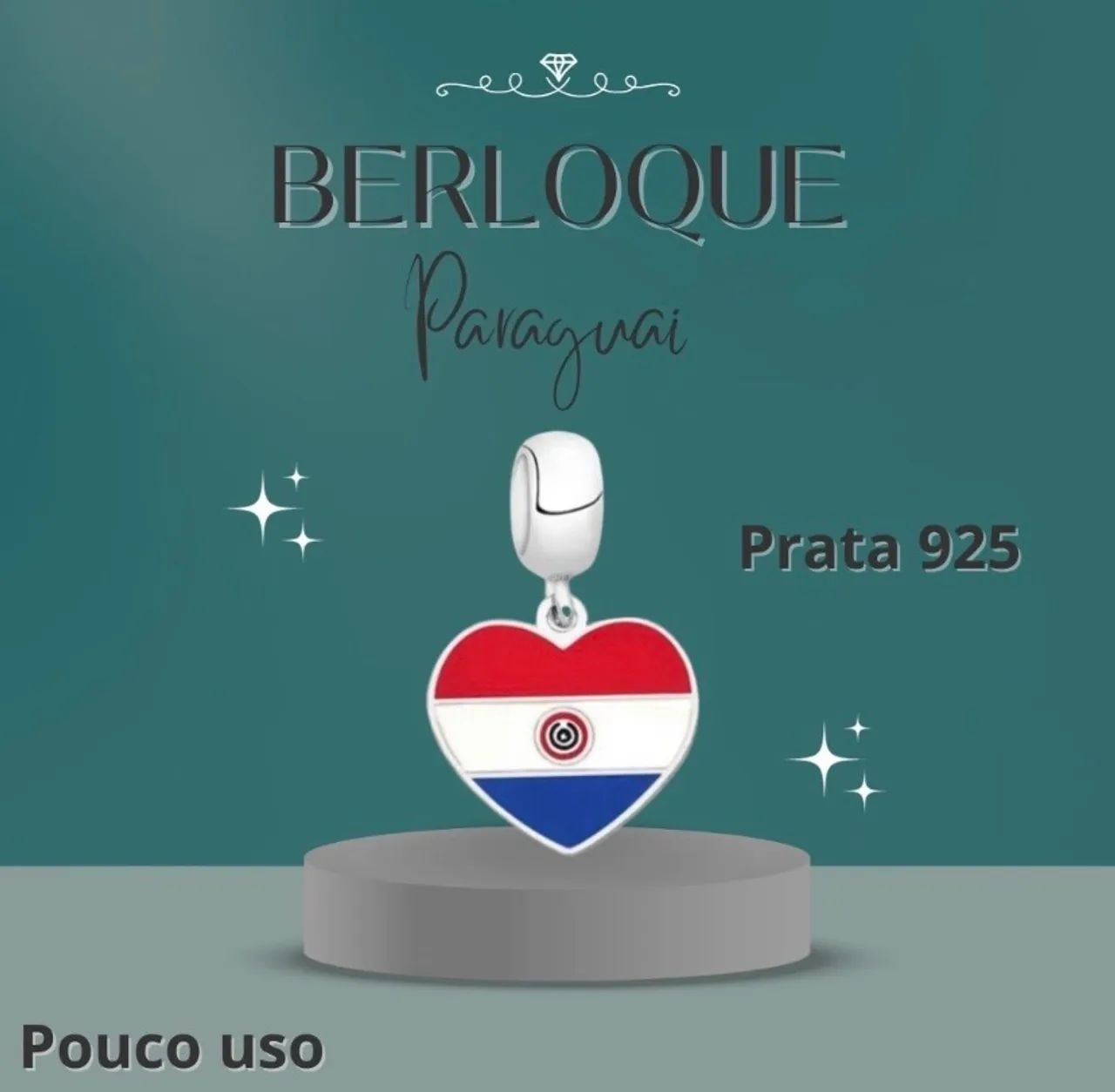 Berloque Paraguai em prata 925