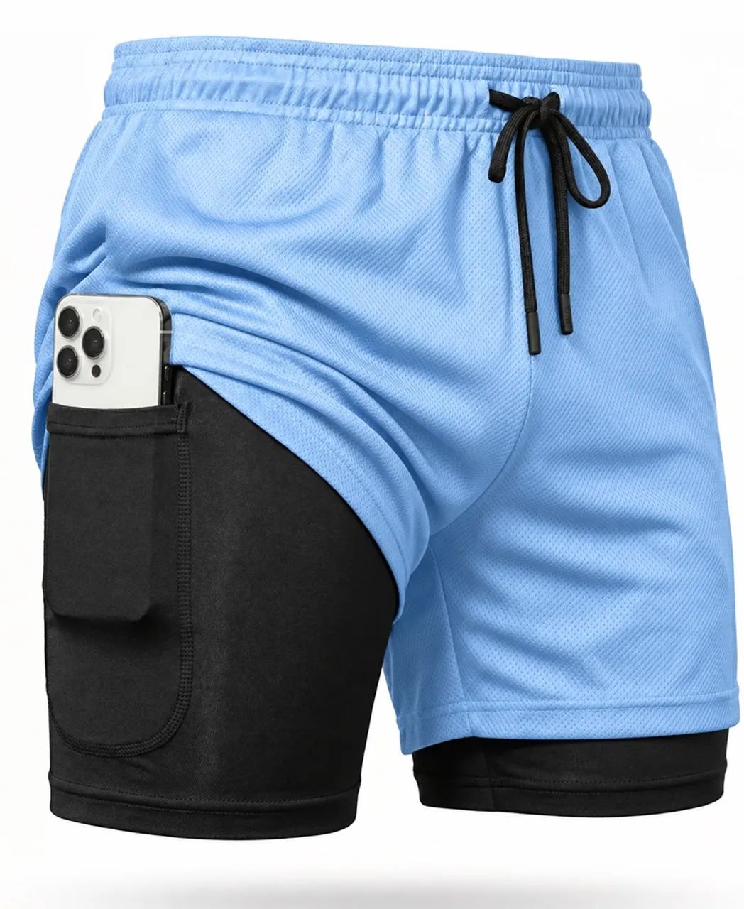 Short duplo de compressão masculino 