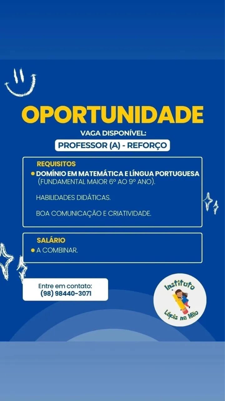 Procura-se professor reforço escolar 