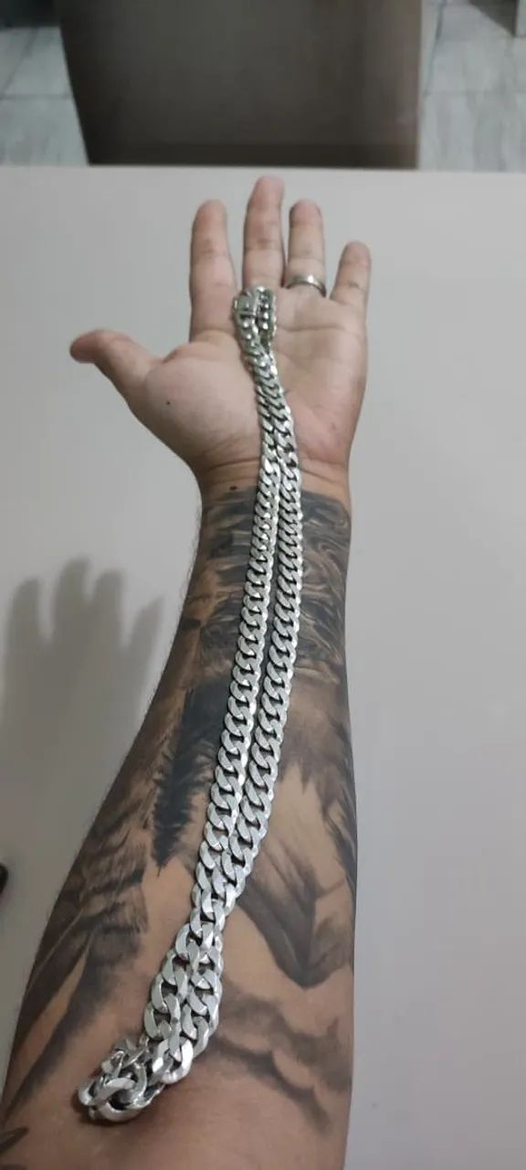 Cordão de prata 10mm 70cm