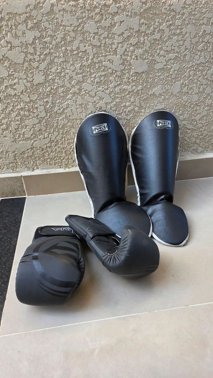 Kit luva e protetor de canela para Muay Thai - Foto 2