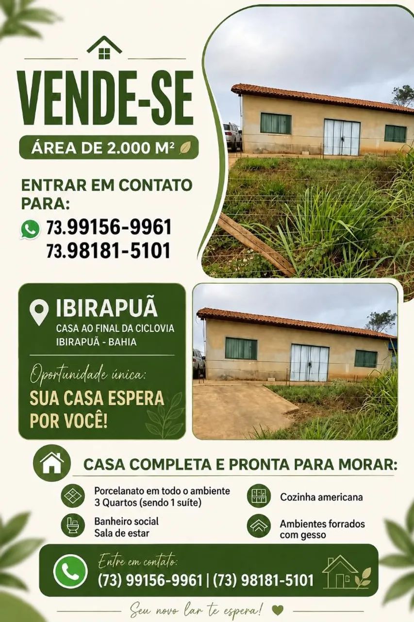 Área 2000 mts2 com casa pronta por dentro 