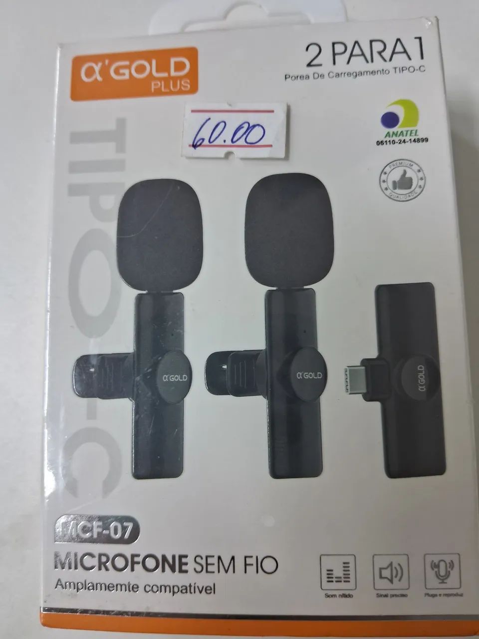 Microfone de Lapela Tipo C sem fio MCF-07 Gold
