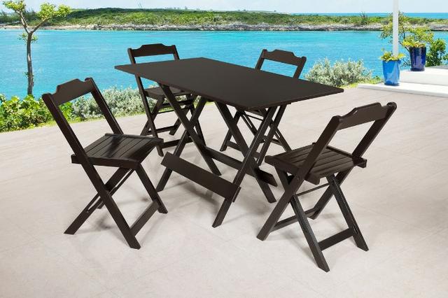 Mesa e cadeira dobrável 68x68 e 1,20x68 e bistrô cor tabaco - Foto 2