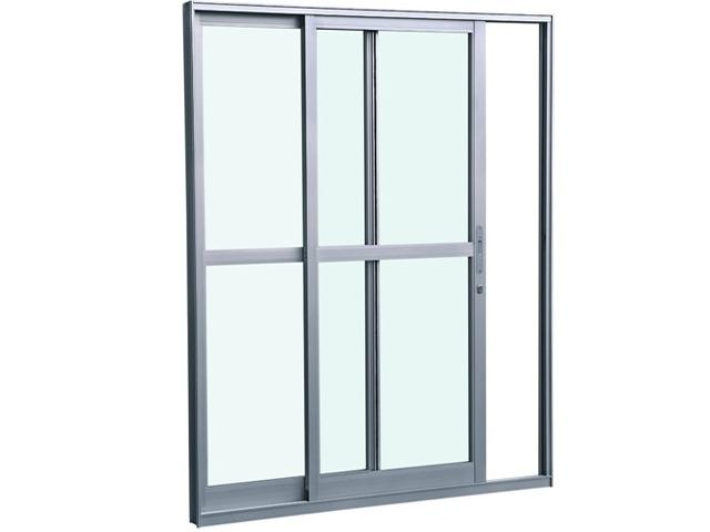 Porta balcão Correr 2 Folhas Alumínio Brilhante.