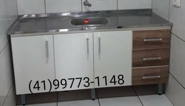 Pia 1.60 C/ Tampo Inox. NOVA. ENTREGA GRATUITA P/ CURITIBA - Foto 2