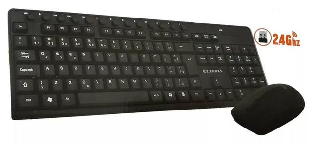(NOVO) Kit Teclado + Mouse Sem Fio Wireless 2.4g sensor Óptico Ecooda