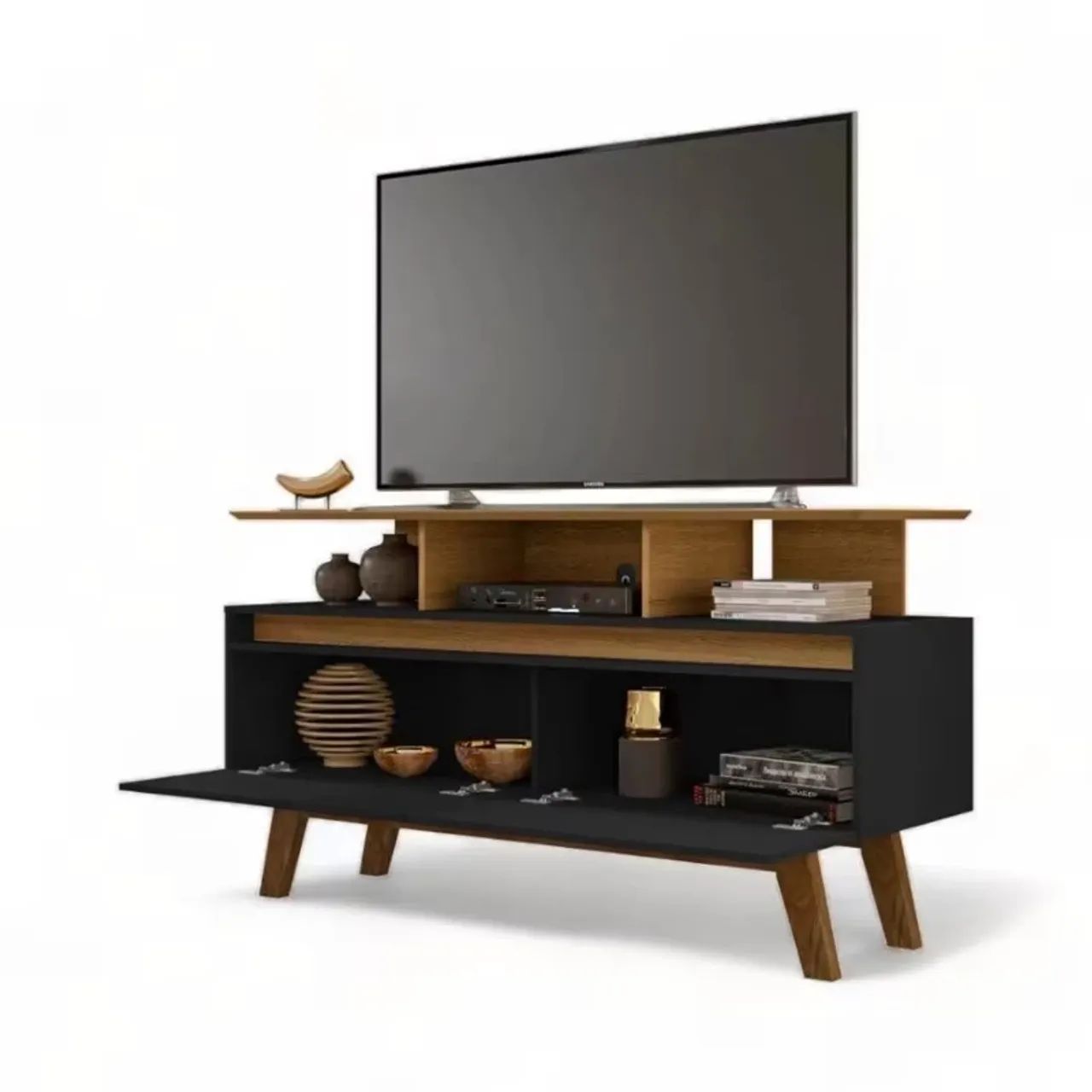 Rack Larg. 1.20m para TVs até 50 Polegadas Cinamomo/Preto rf54 - Foto 2