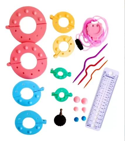 Kit De Acessórios P Tricô 16 Pcs Marcador Régua Pompom Maker - Foto 2
