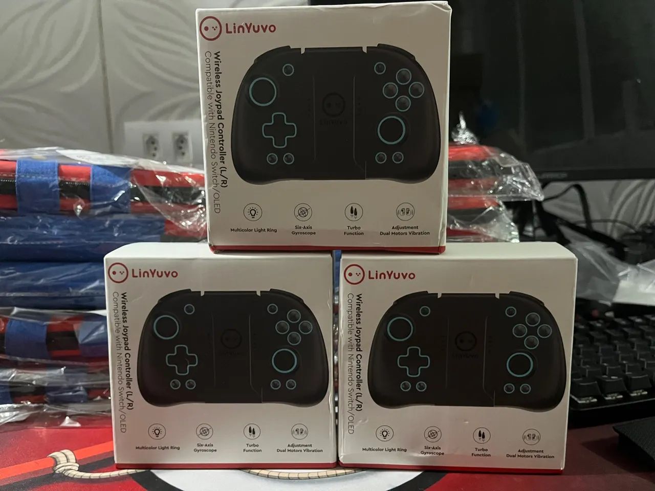 Joypad Nintendo Switch novos LinYuvo KS 47 Preto com LED RGB