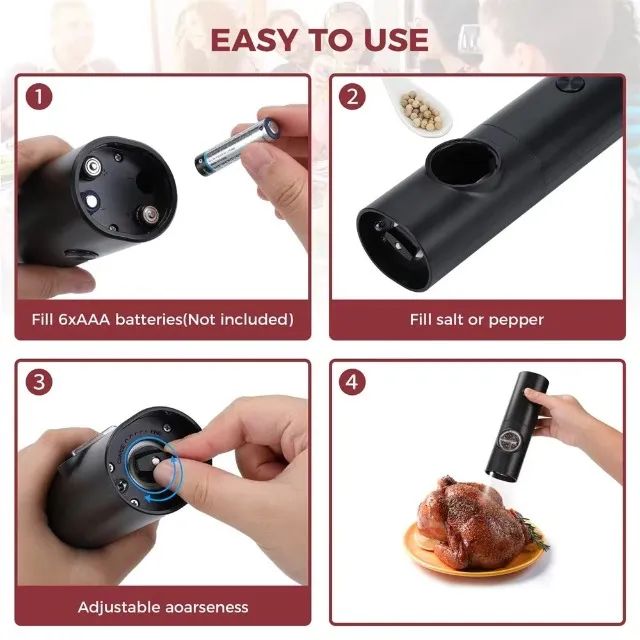 Moedor Pimenta Elétrica Grinder, Gravity Sensing, Ajuste Fine, Grosseiros Moagem - Foto 5