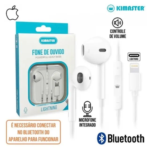 Fone Lightning Bluetooth Com Fio 