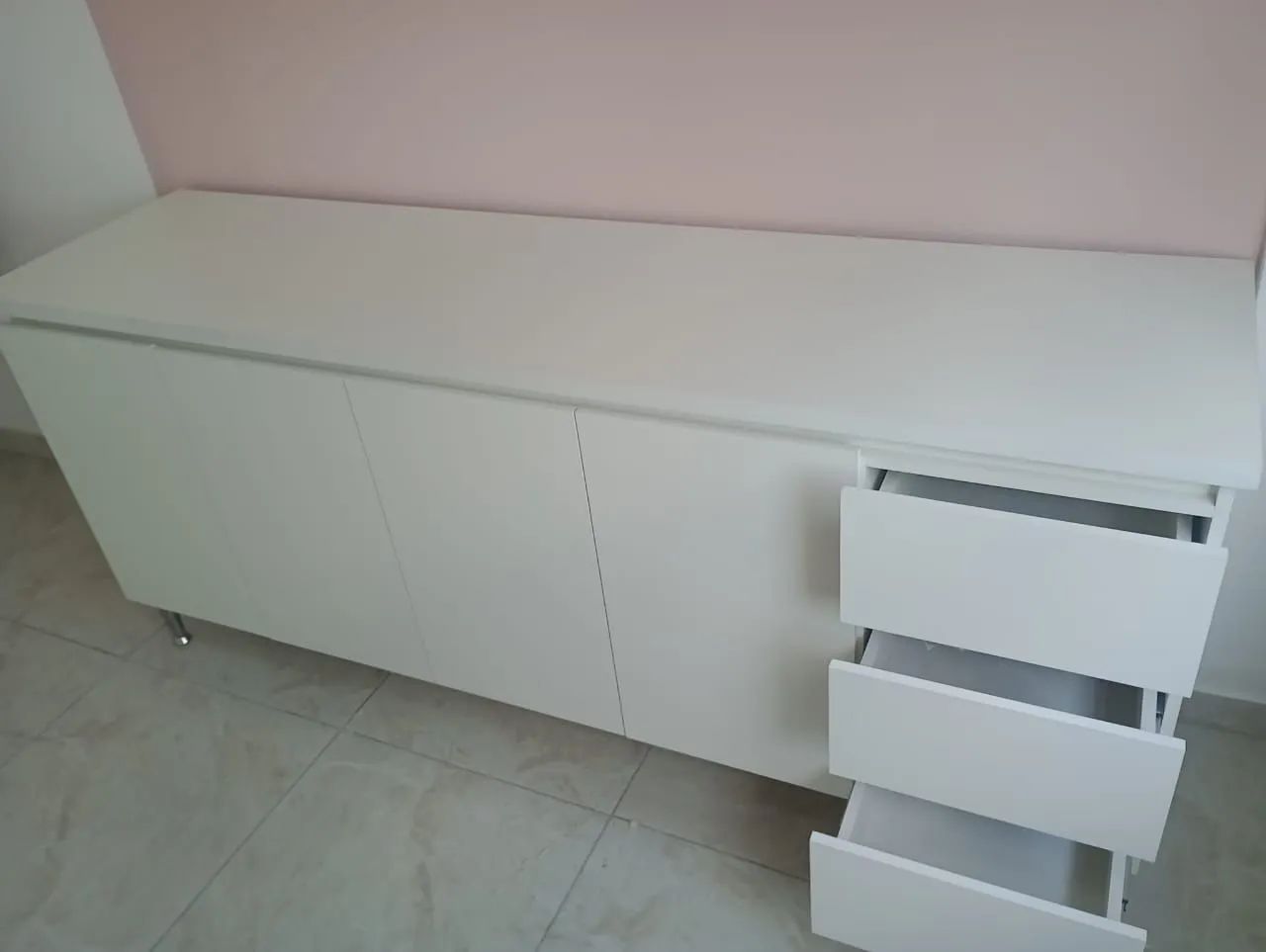 Armário balcão 2,00 branco sem puxadores 100% MDF  - Foto 4