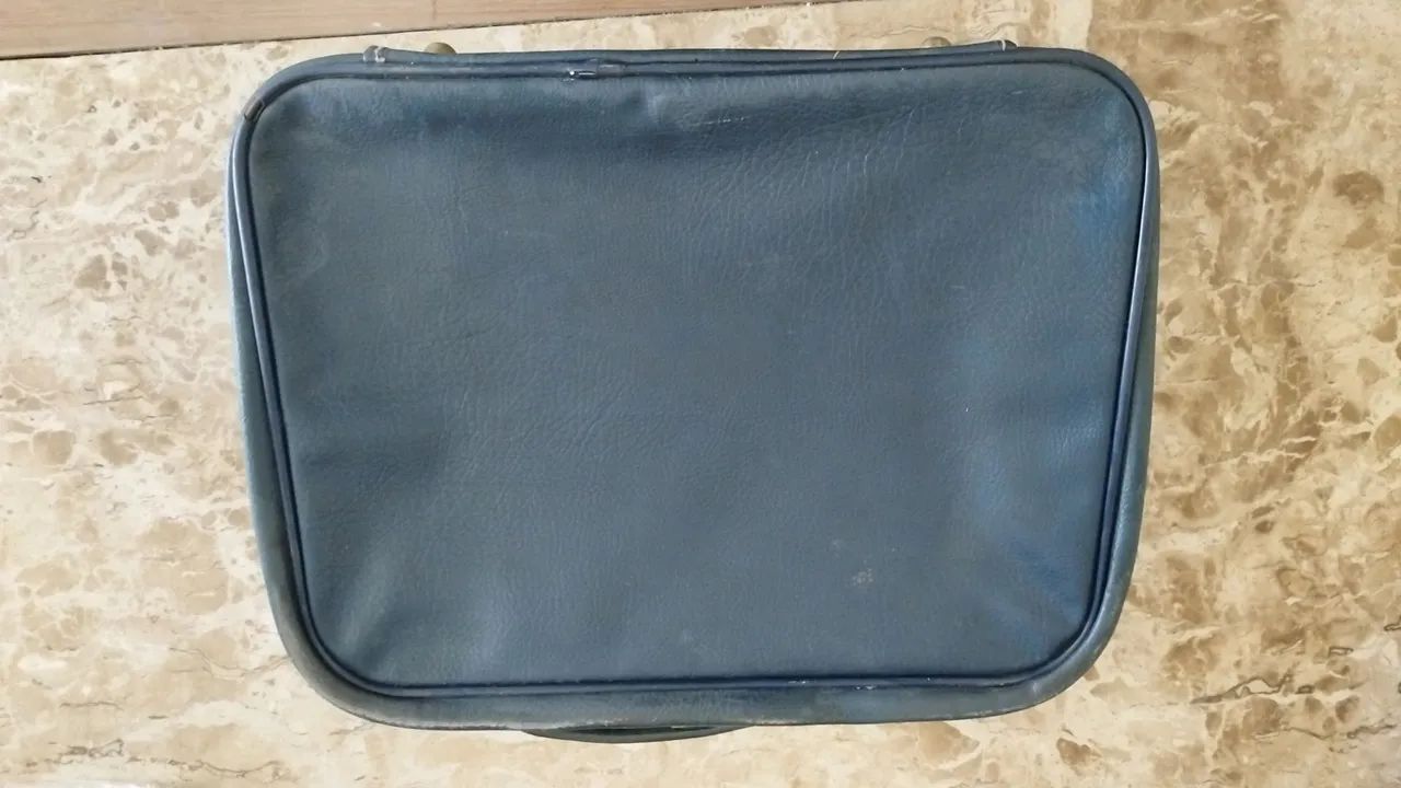 Mala de couro azul vintage - Foto 3