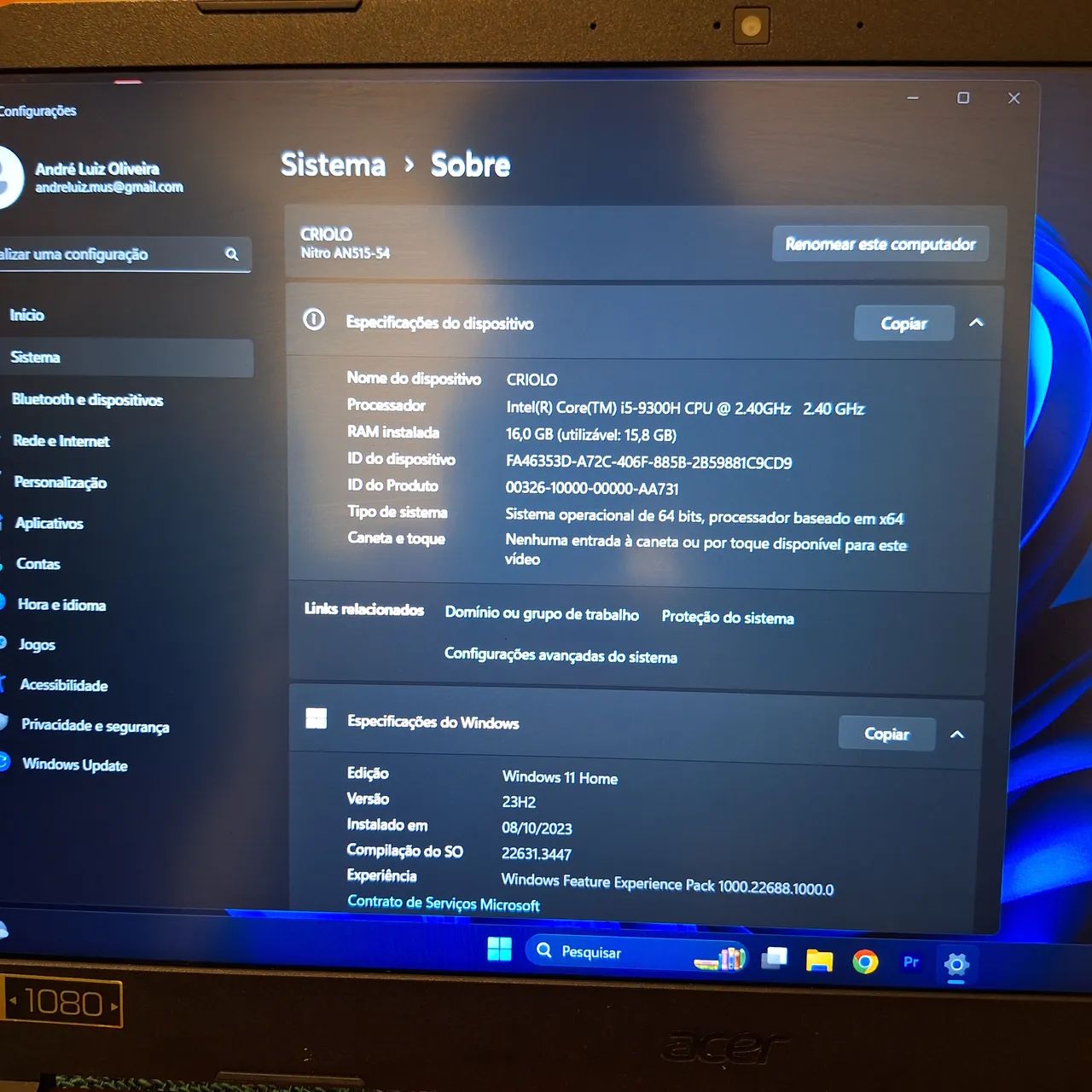 Notebook Gamer Acer Nitro 5 - i5, 16GB RAM, SSD 512GB NVMe - Foto 3